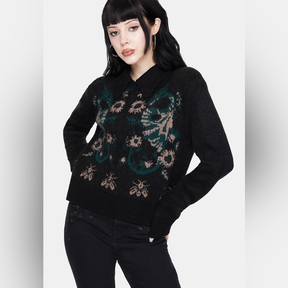 Disturbia Aura Dragon Jacquard Collar Knit Sweater - Picture 4 of 8